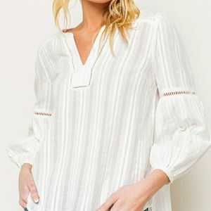 Off white cotton peasant blouse
